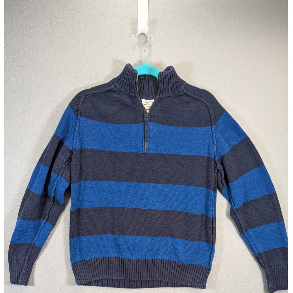 Steve Barry's Striped 1/4 Zip Mock Neck Sweater‎ Pullover Casual Top Mens